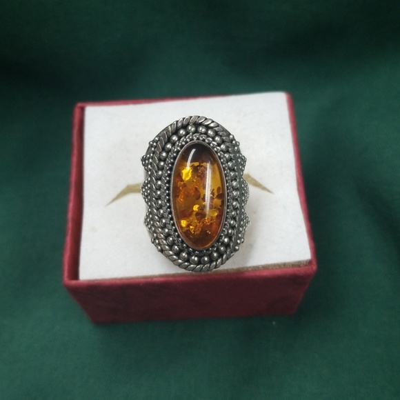 Fashion Jewelry Jewelry - Amber and sterling ring